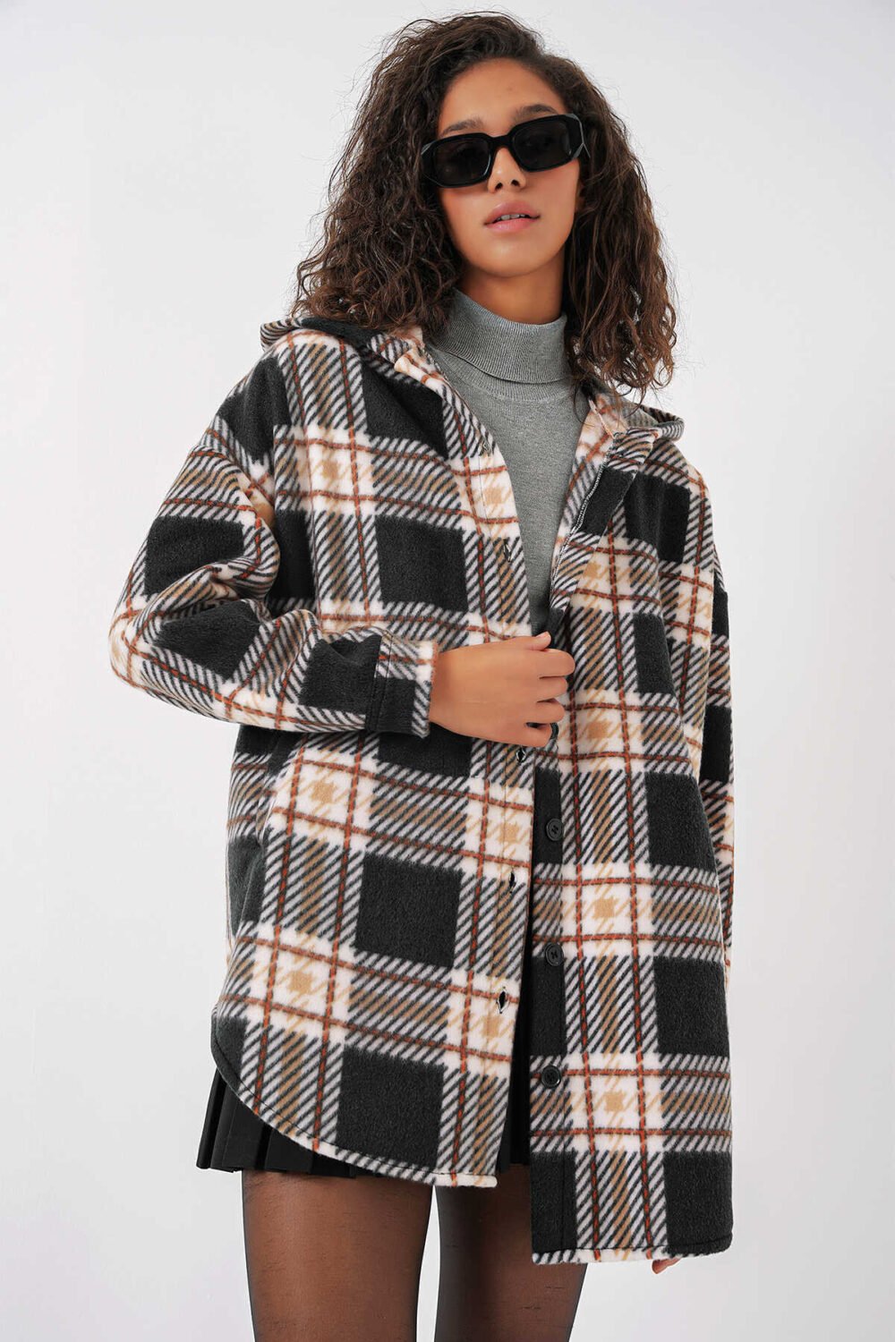 Hooded Oversize Shirt - D. Black - Image 5