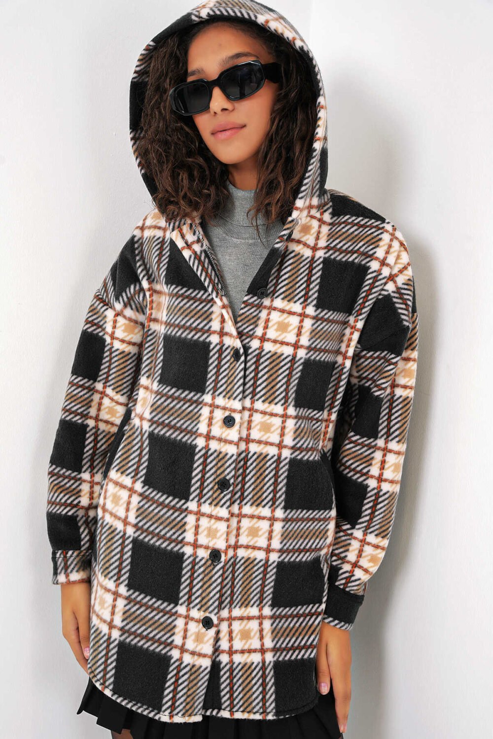 Hooded Oversize Shirt - D. Black - Image 9