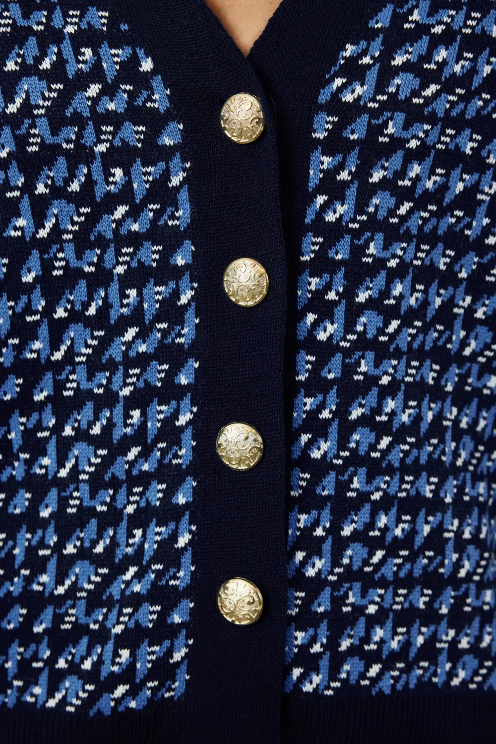 Navy Blue Wide Pattern Knitwear Cardigan - Image 6