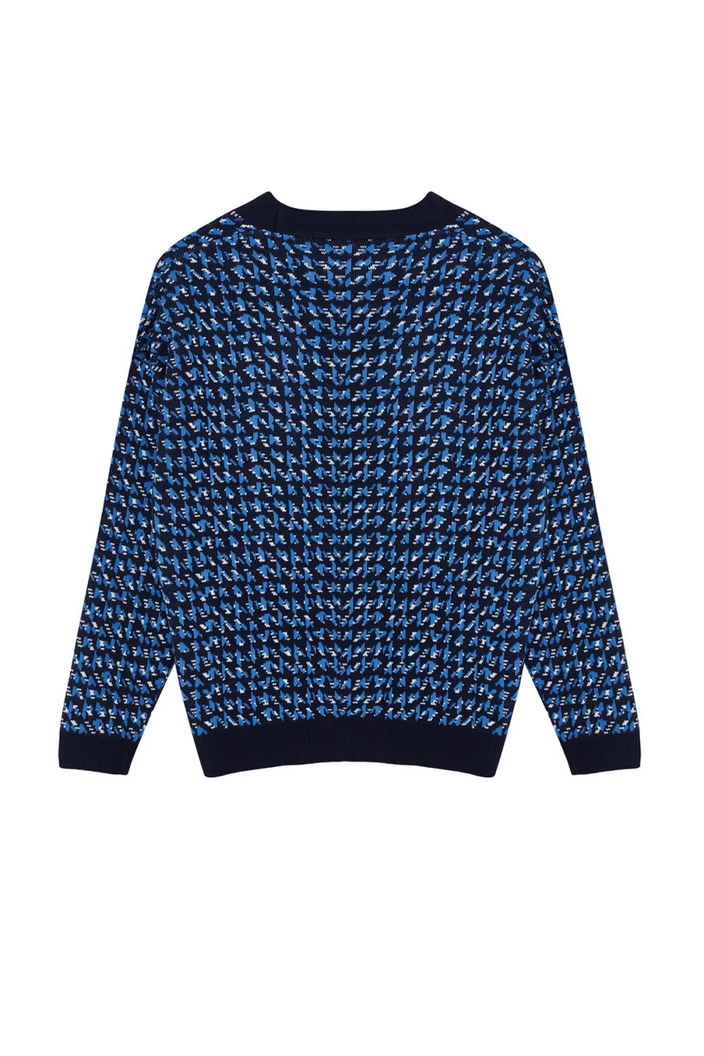Navy Blue Wide Pattern Knitwear Cardigan - Image 3