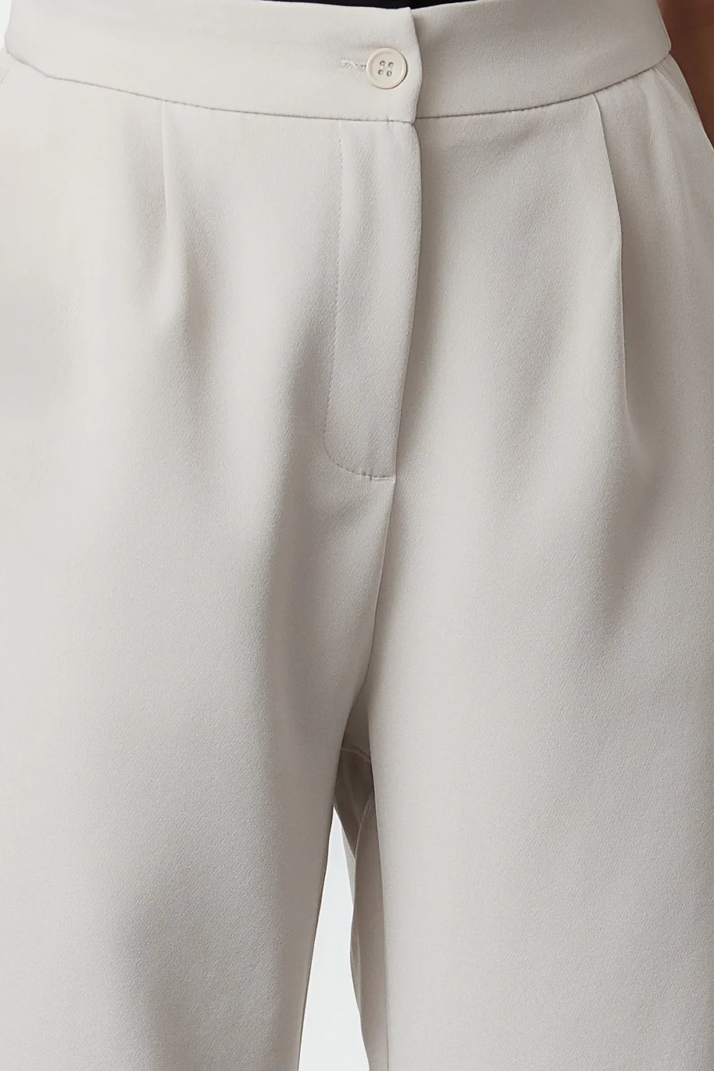 Beige Wide Leg/Wide Leg Woven Fabric Trousers - Image 4