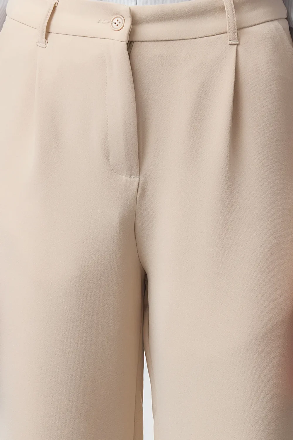 Stone High Waist Wide Leg Wide Leg Pleated Woven Fabric Trousers - Image 4