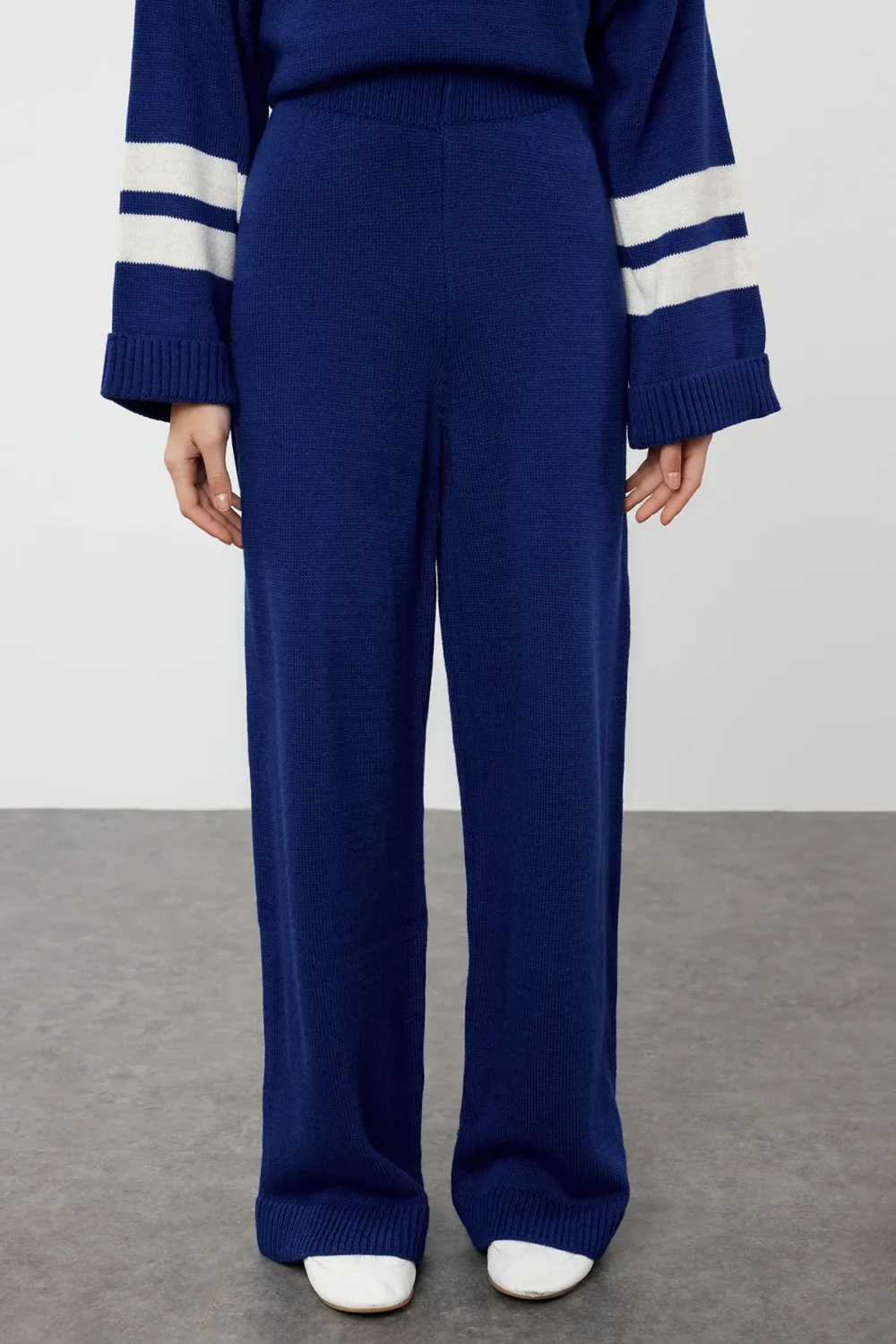 Color Block Striped Knitwear Top-Bottom Skirt Sweater Set - Image 6