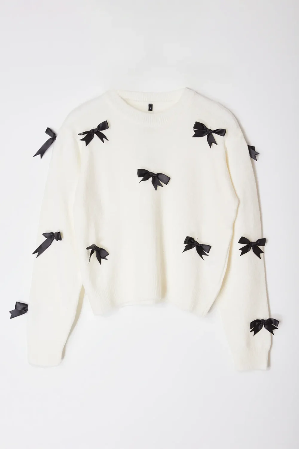 Soft Texture Ribbon/Bow Detailed Knitwear Sweater - Image 3