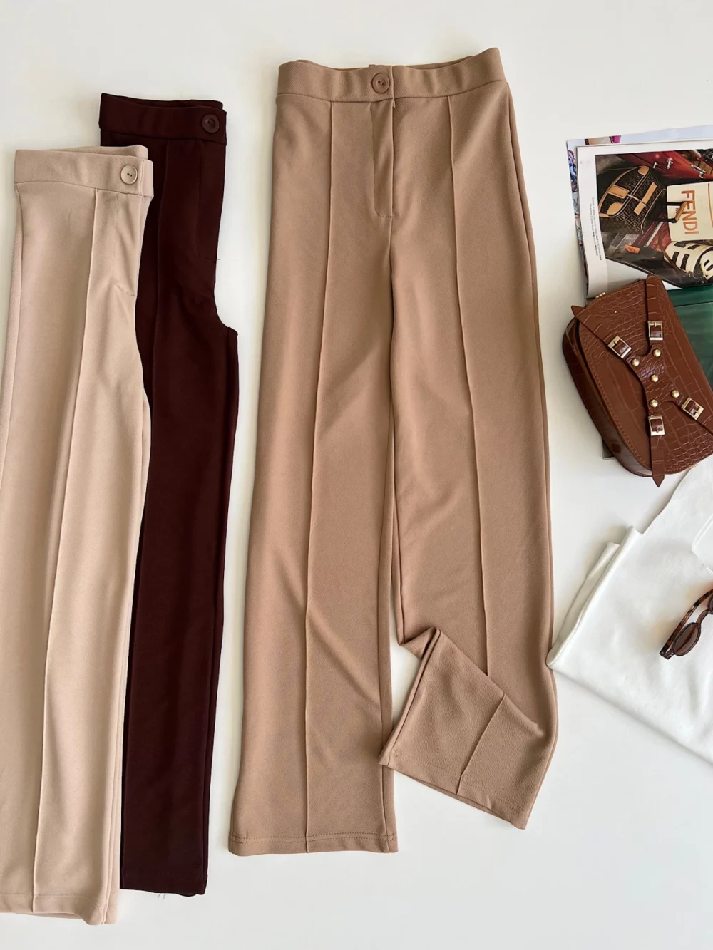 Striped Palazzo Trouser Combination - Camel - Image 5