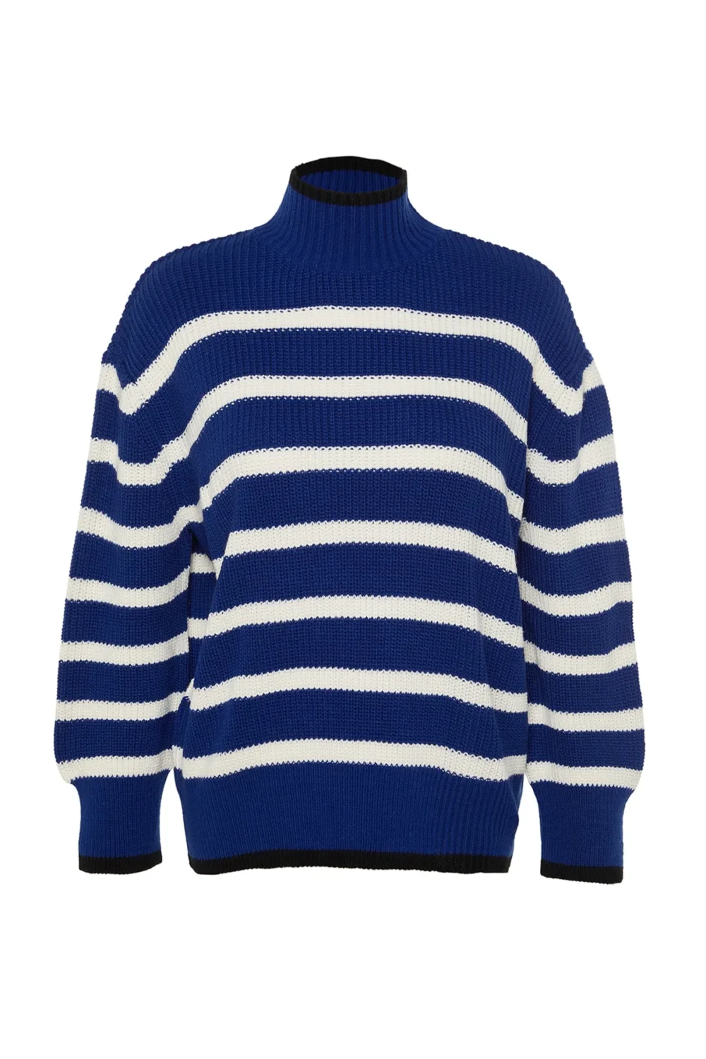 Blue Wide Pattern Striped Knitwear Sweater - Image 6