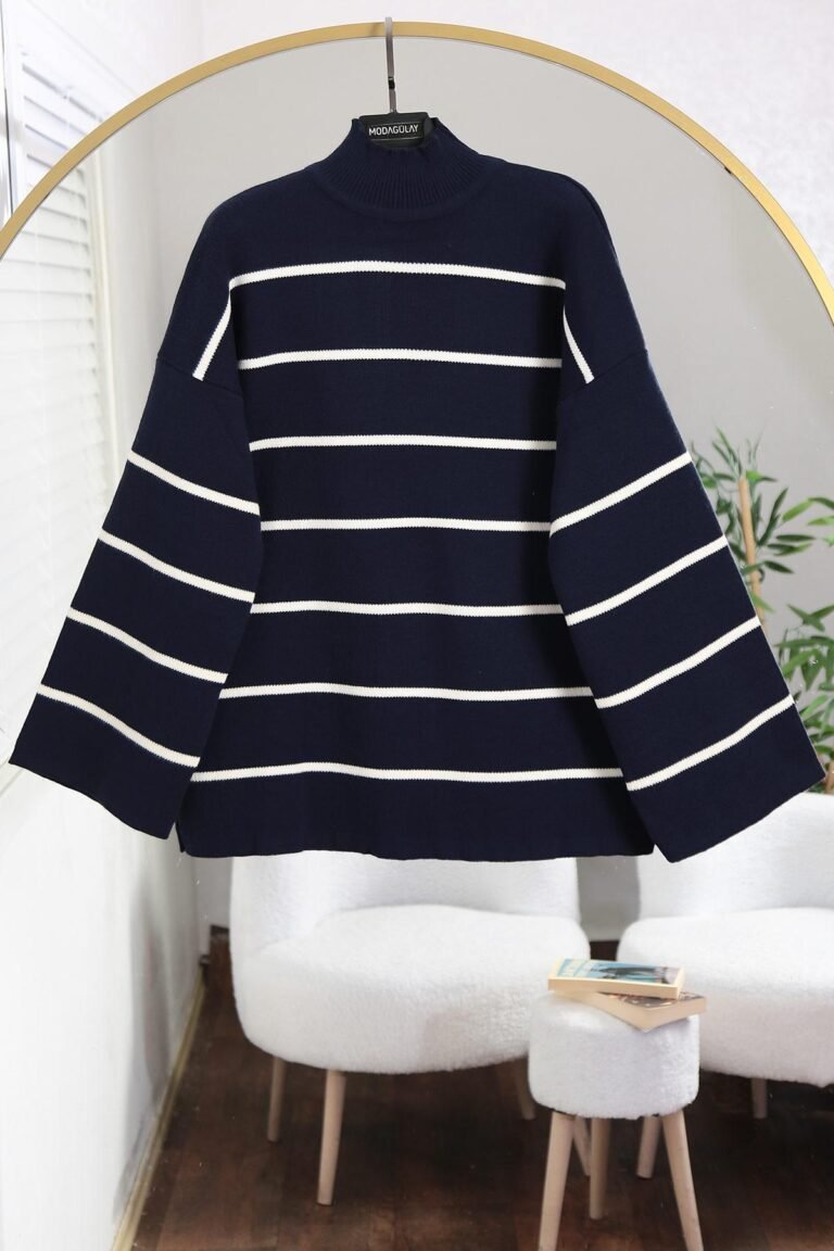 Horizontal Striped Wide Sleeve Knit Tunic