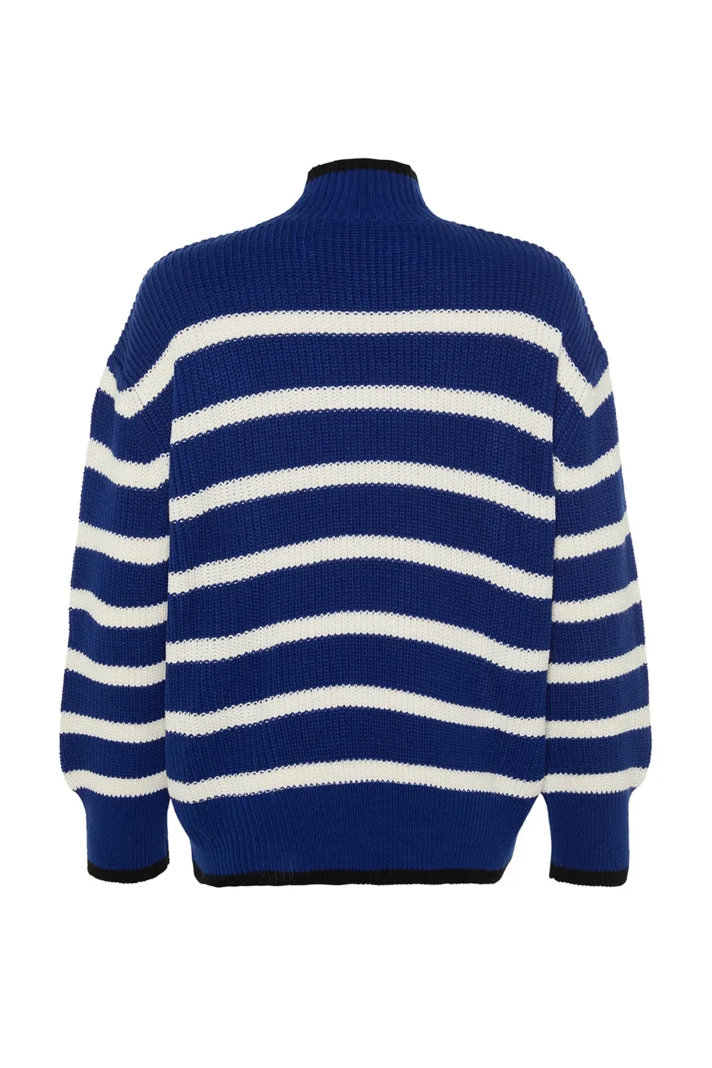 Blue Wide Pattern Striped Knitwear Sweater - Image 8