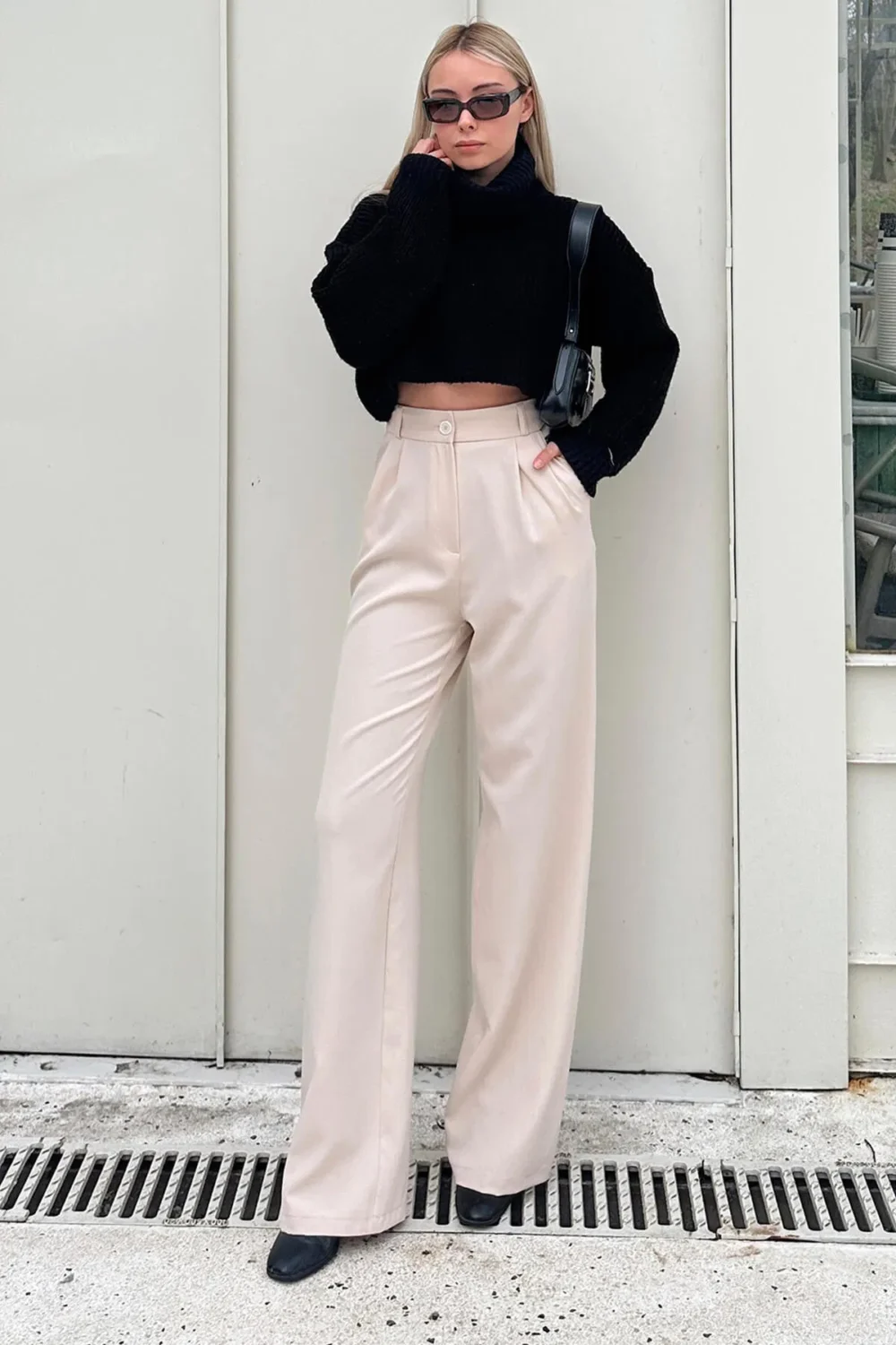 Elastic Waist Pocket Palazzo Women's Trousers - Image 7