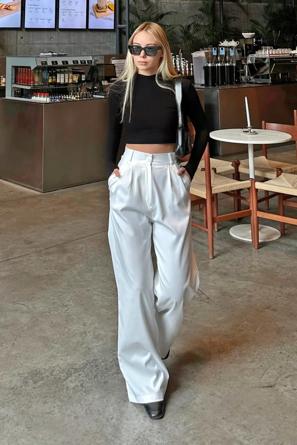 Elastic Waist Pocket Palazzo Women's Trousers - Image 9