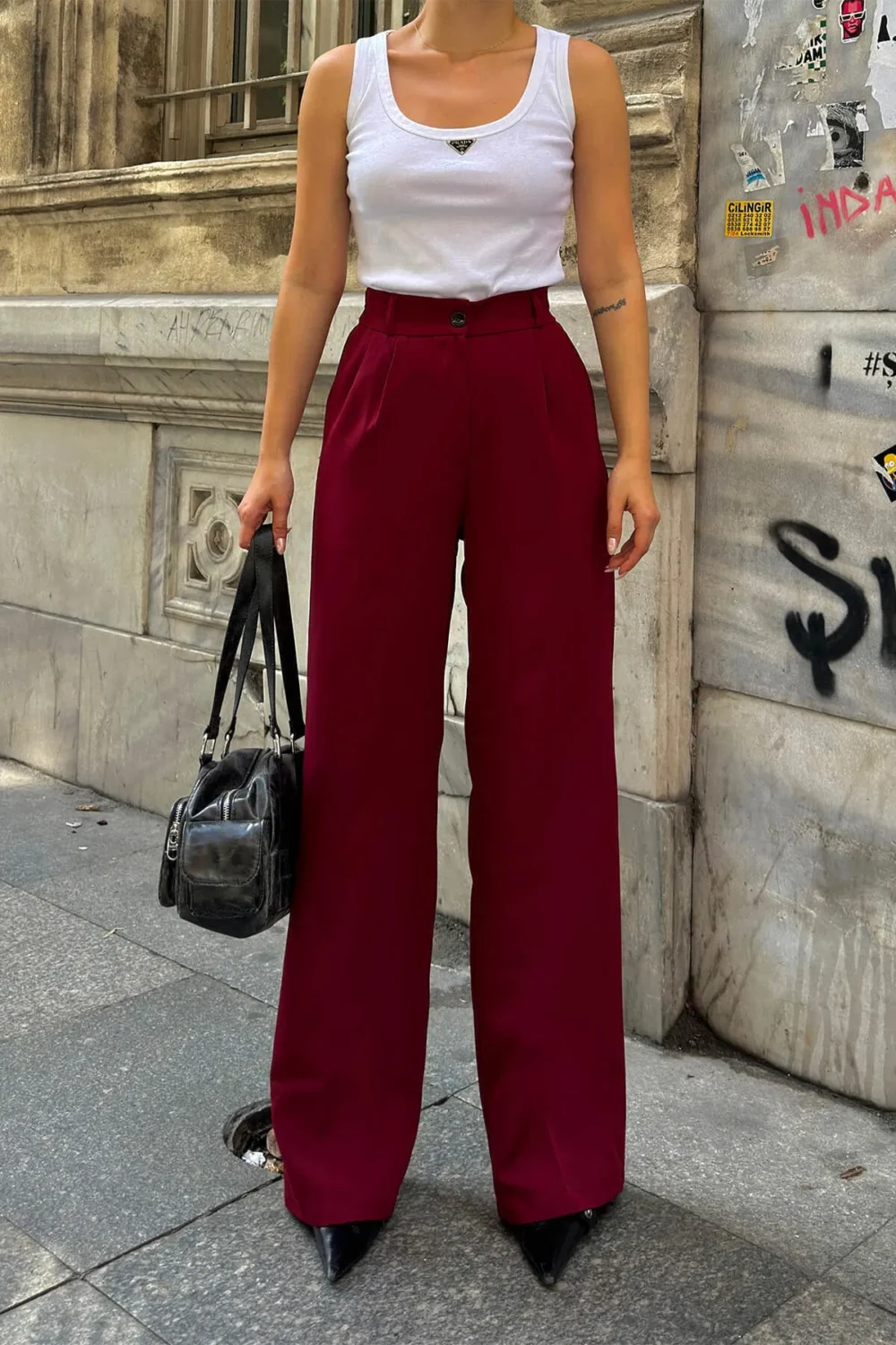 Elastic Waist Pocket Palazzo Women's Trousers - Image 5