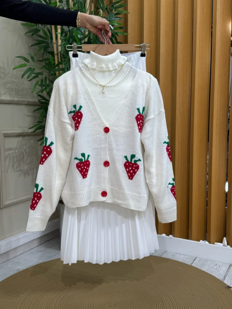 3 Piece Combination Pineapple,Strawberry ,Cherry Cardigan SET