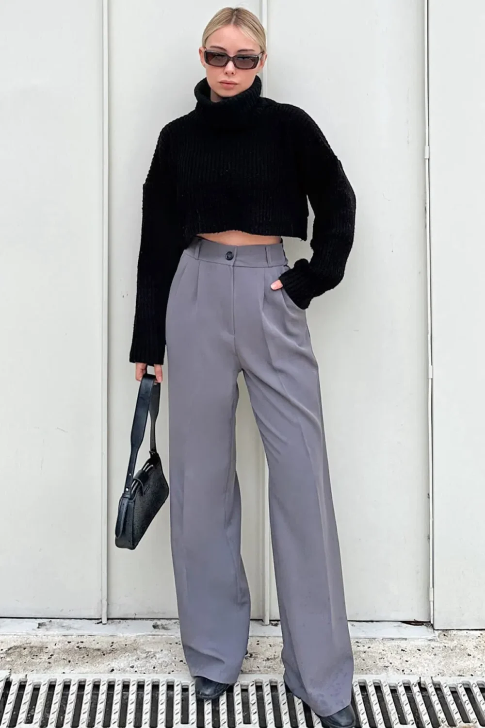 Elastic Waist Pocket Palazzo Women's Trousers - Image 12