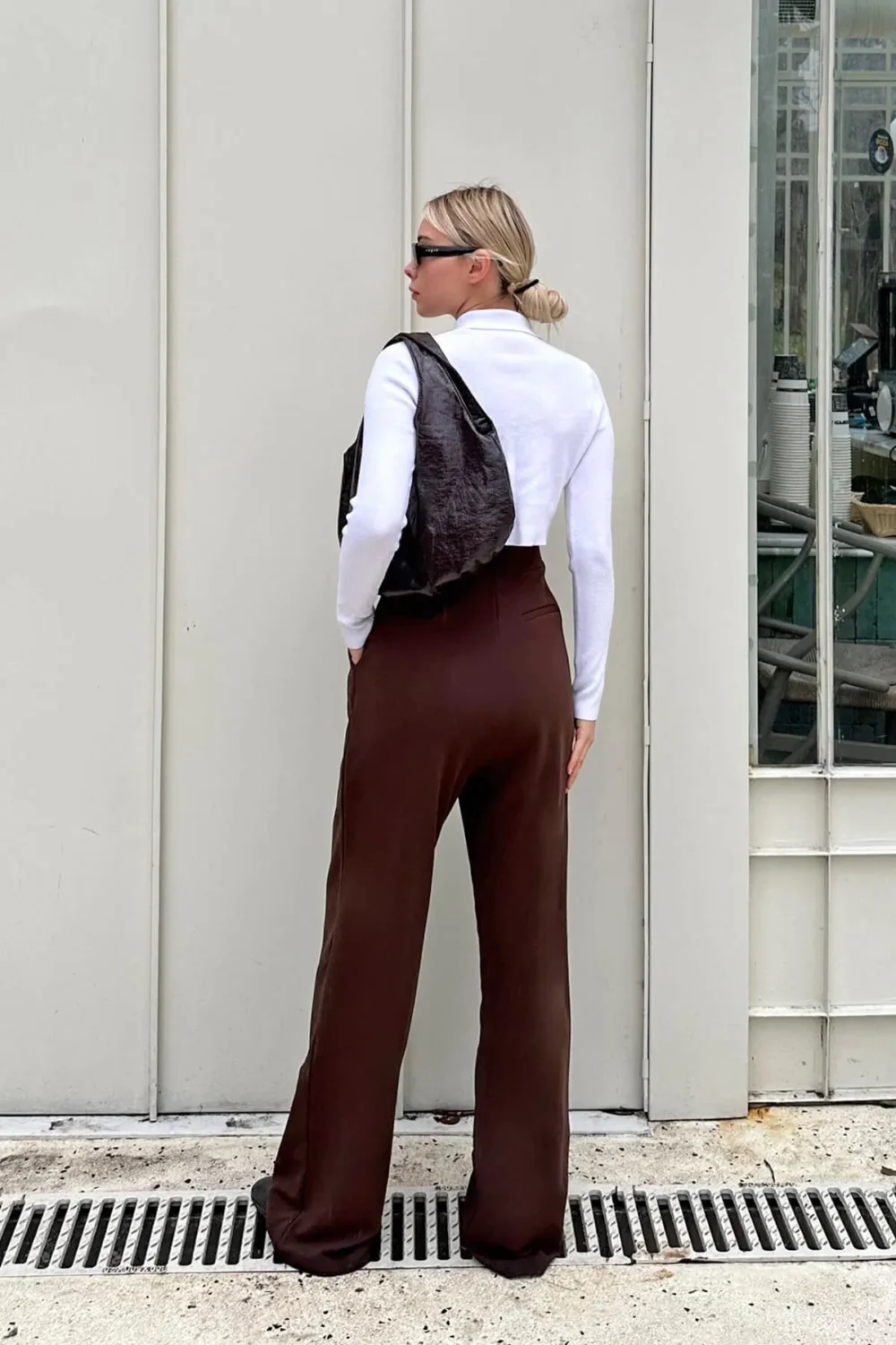 Brown Kate Waist Velcro Comfort Women's Palazzo Trousers - Image 5