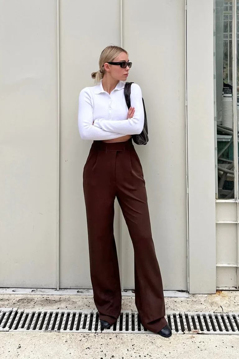 Brown Kate Waist Velcro Comfort Women's Palazzo Trousers