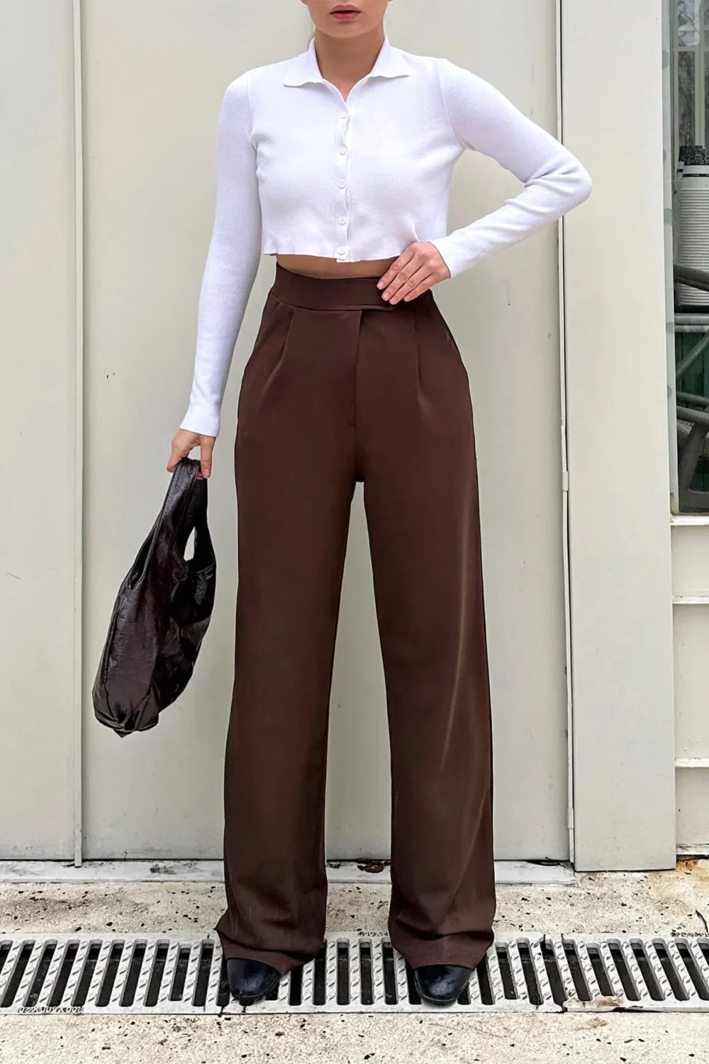 Brown Kate Waist Velcro Comfort Women's Palazzo Trousers - Image 6