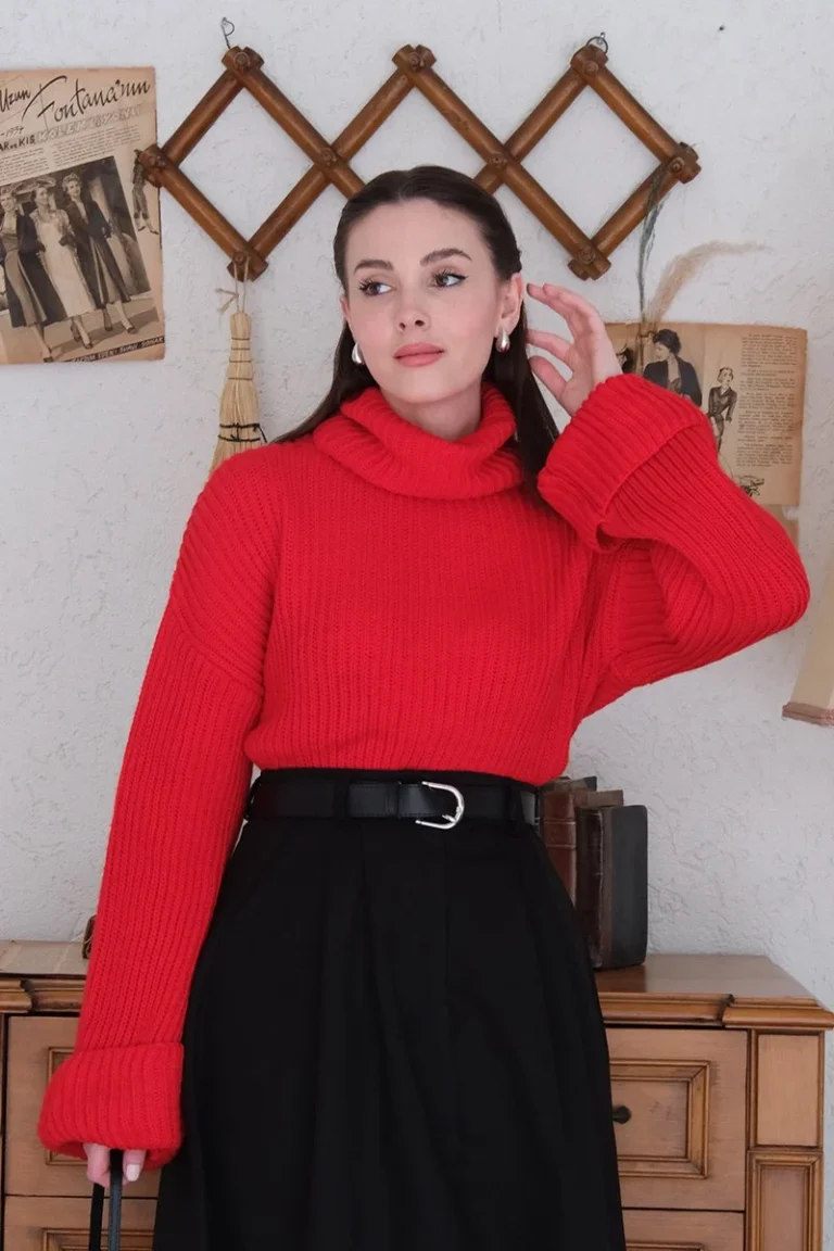 Red Turtleneck Sweater