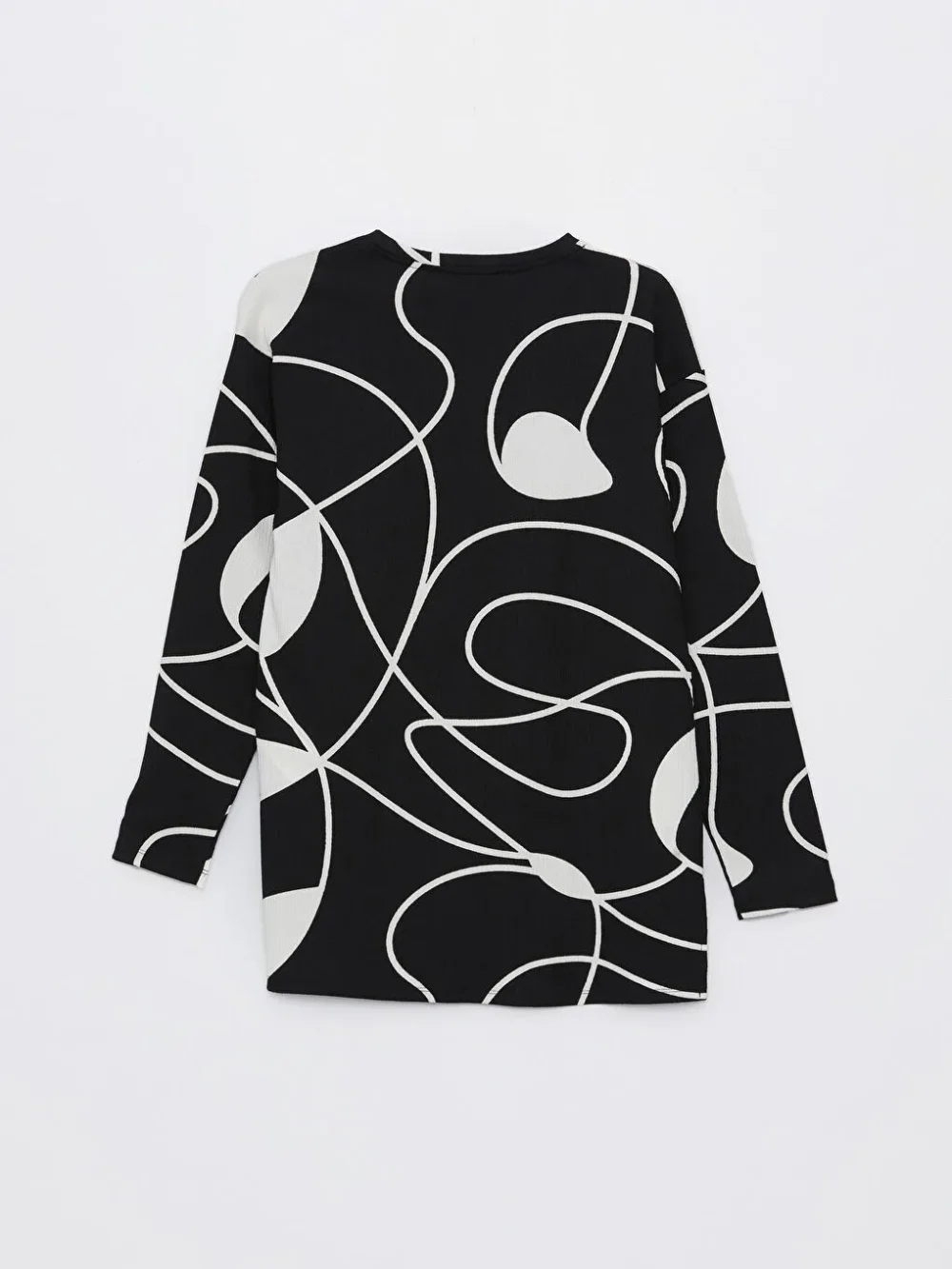Black Crew Neck Patterned Women's Sweatshirt Tunic - Image 5