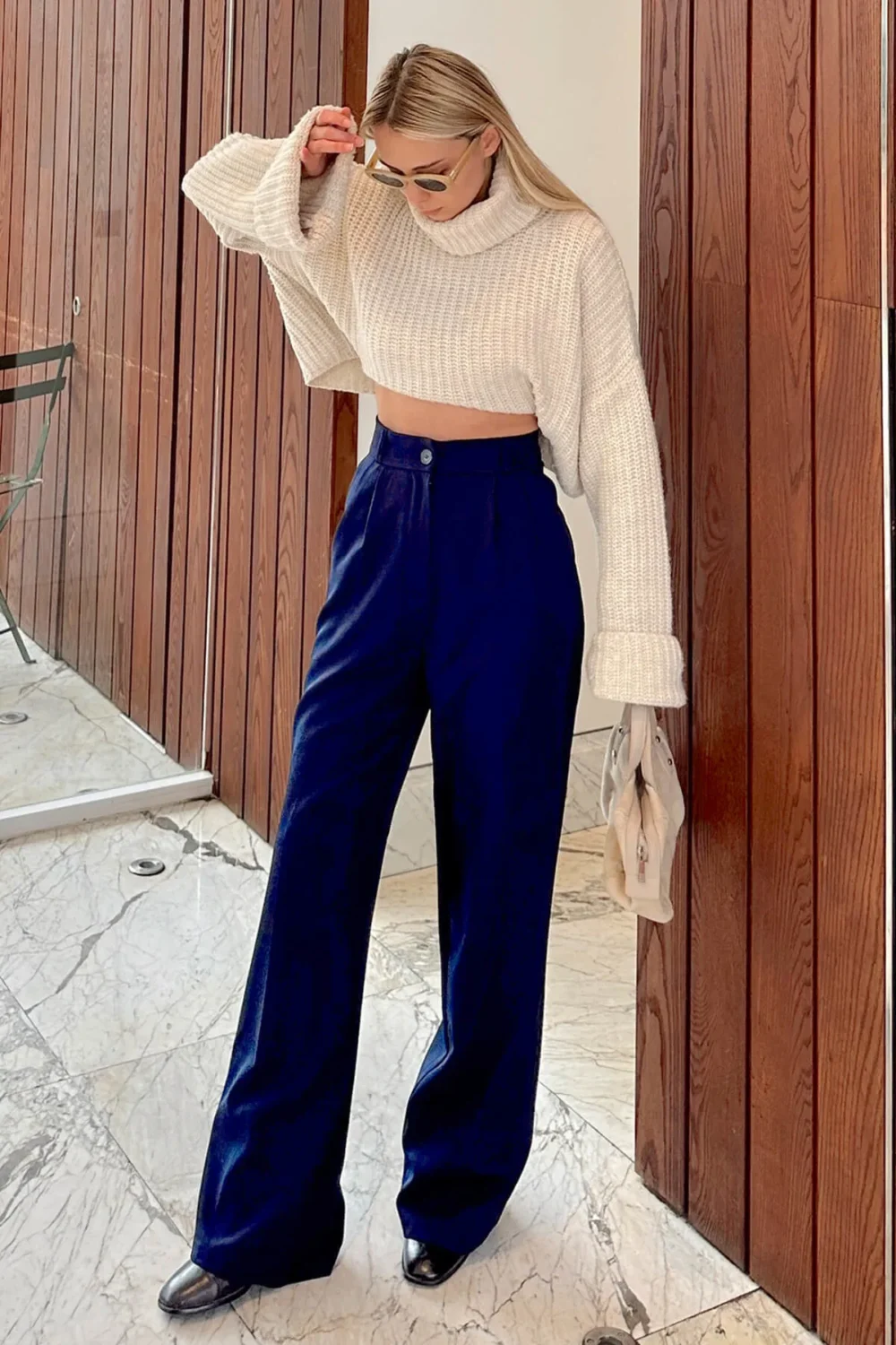 Elastic Waist Pocket Palazzo Women's Trousers - Image 16