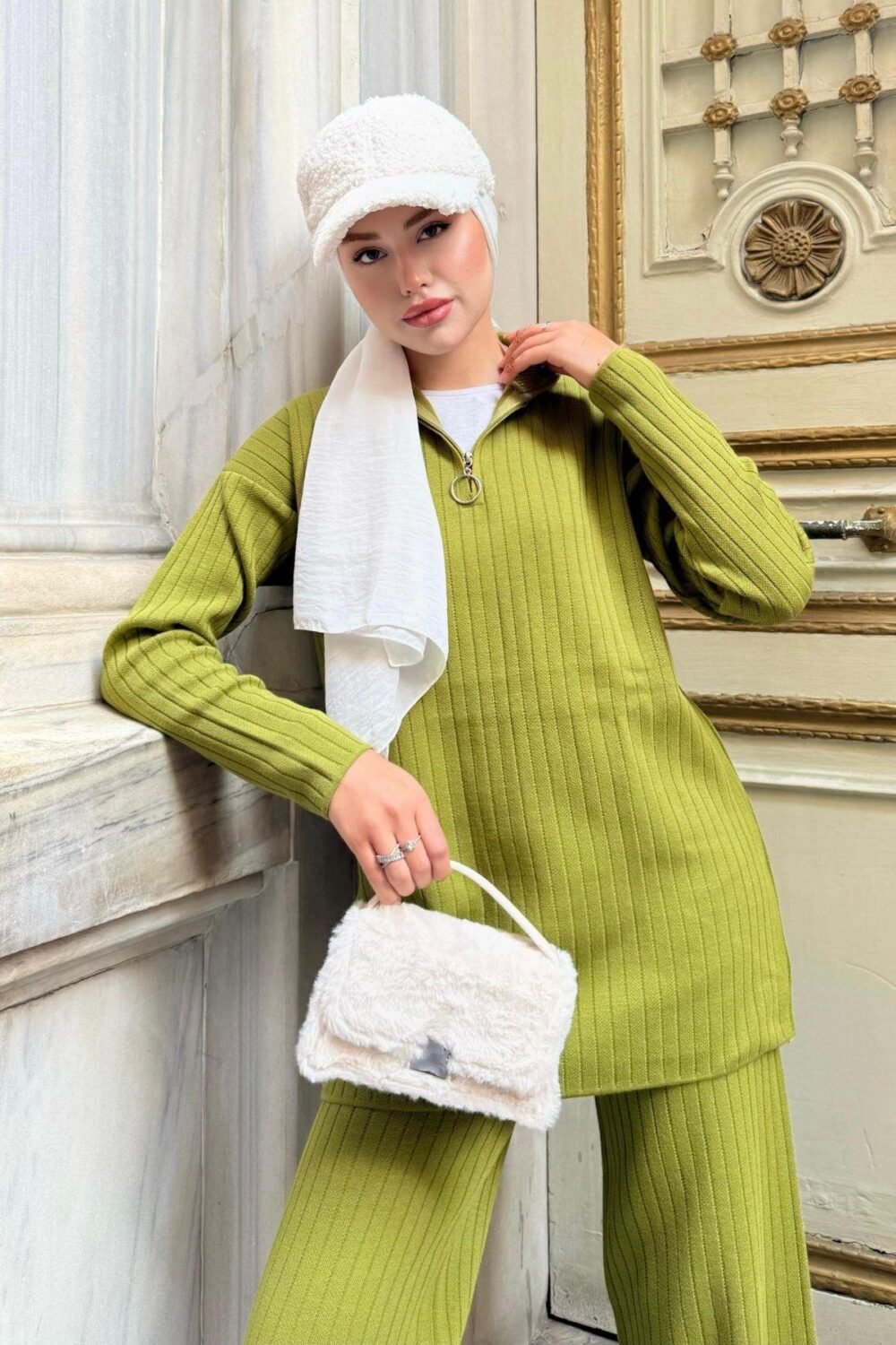 Lena Knitwear Set Oil Green - Image 5