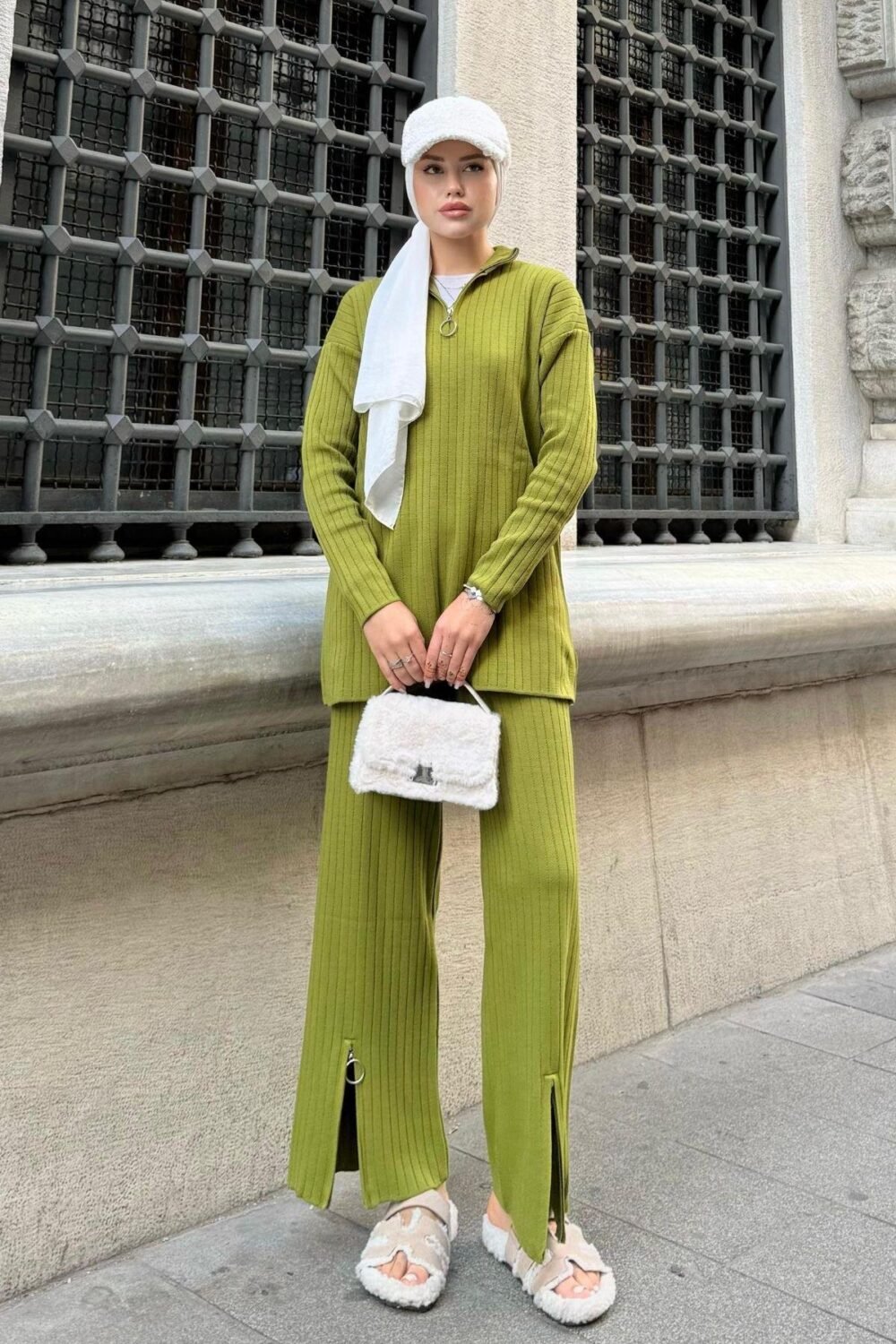 Lena Knitwear Set Oil Green - Image 3