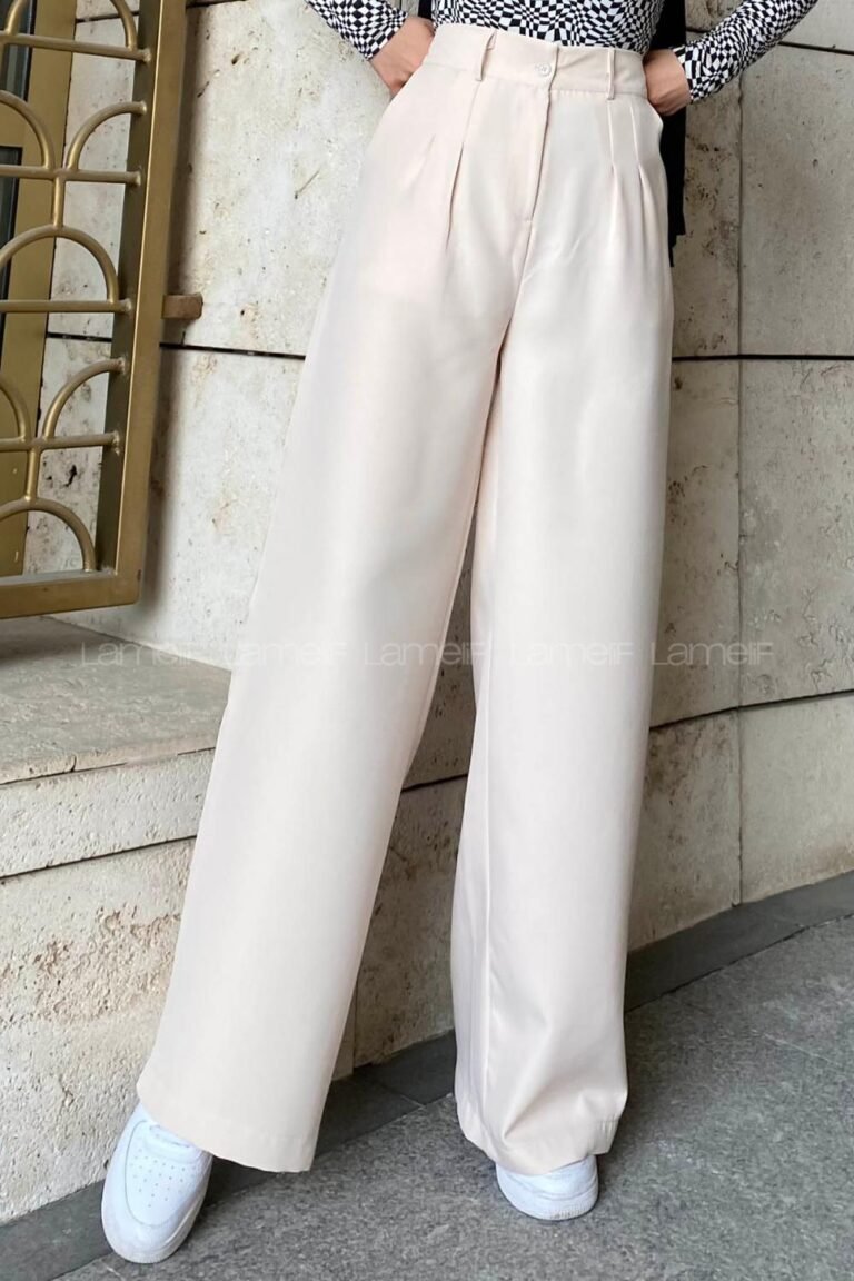Double Dart Wide Leg Trousers Cream