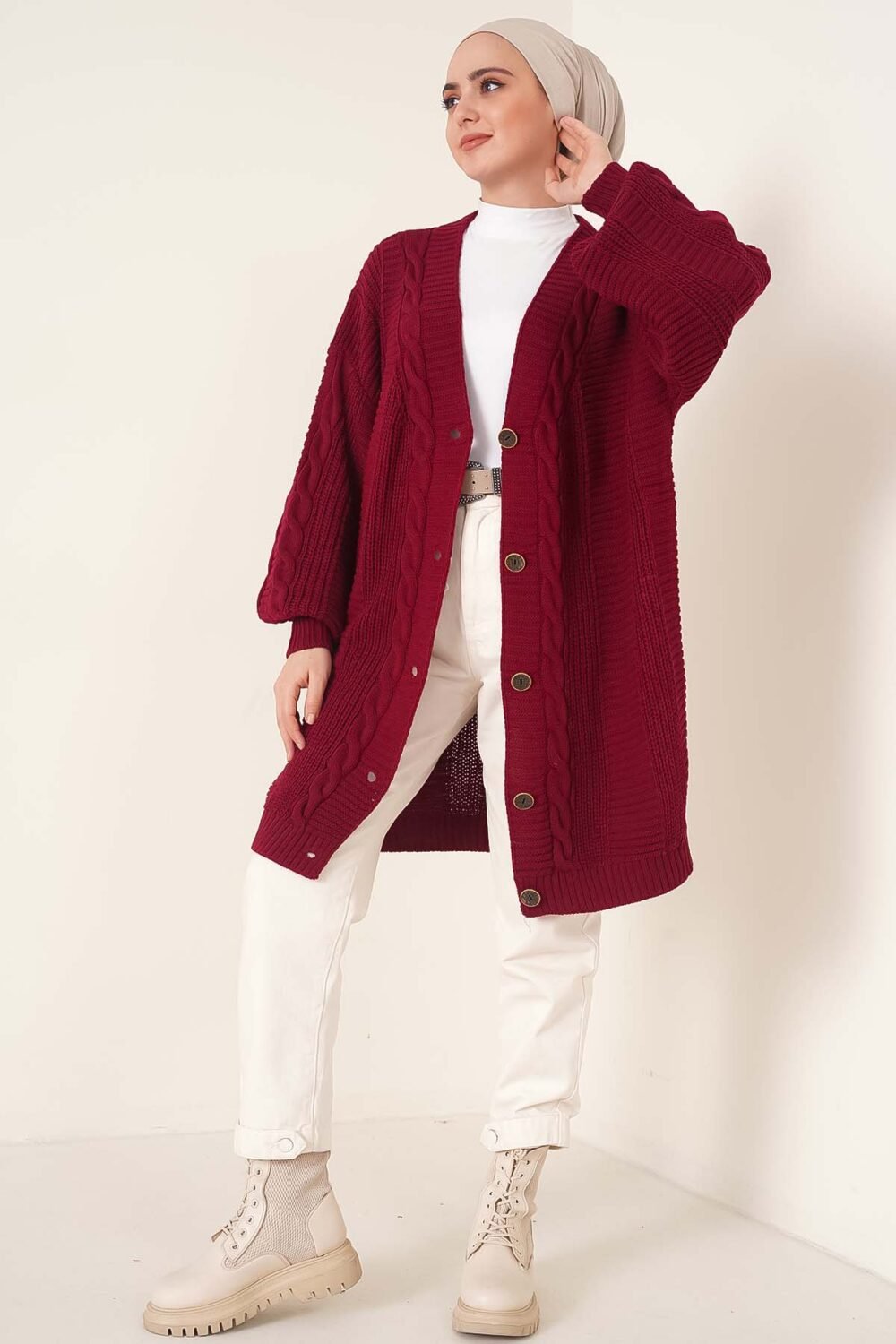 Buttoned Front Knitted Cardigan - Image 3