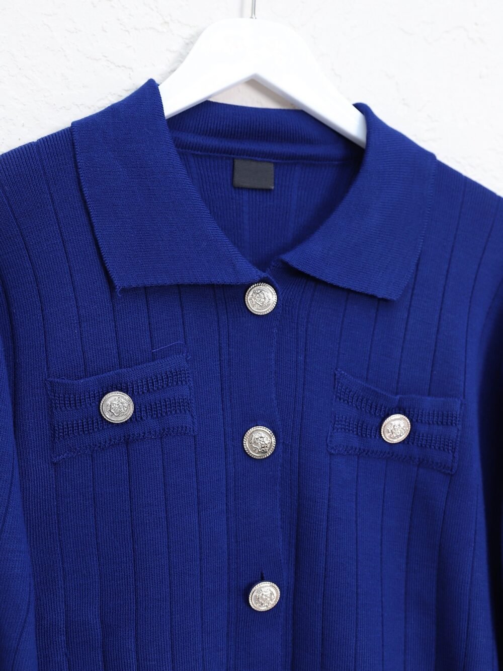 Tight Skirt Metal Buttoned Cardigan Knitwear Set - Image 6