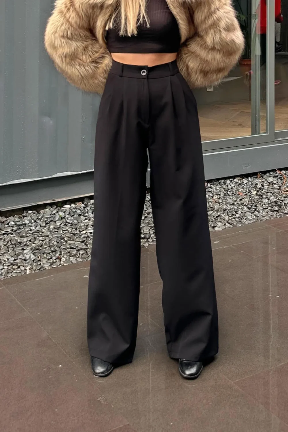 Elastic Waist Pocket Palazzo Women's Trousers - Image 3