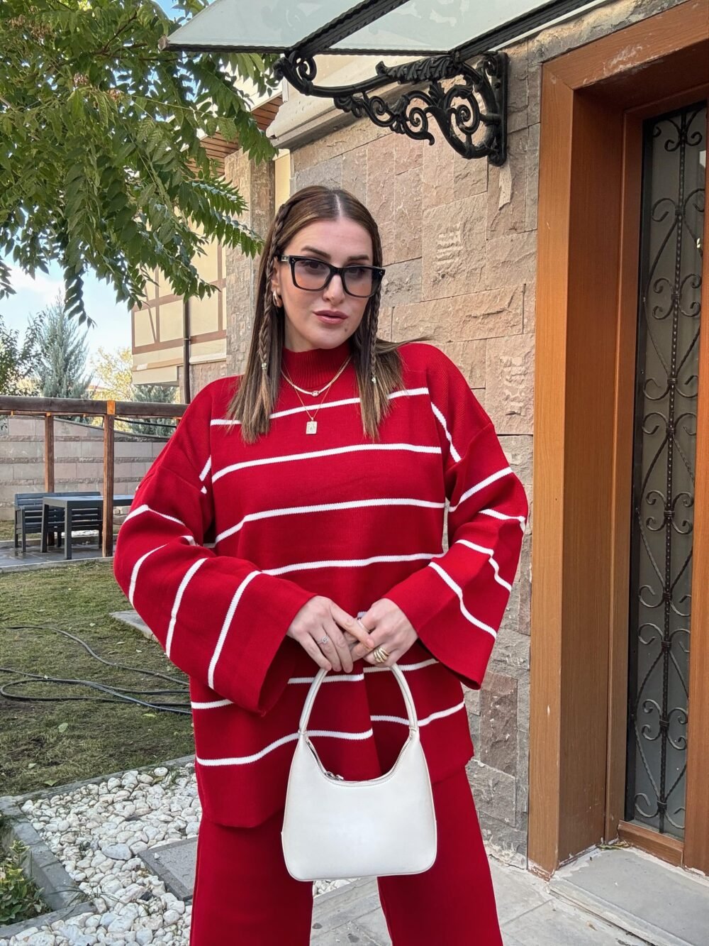 Striped Half Turtleneck Trouser Suit - Image 3