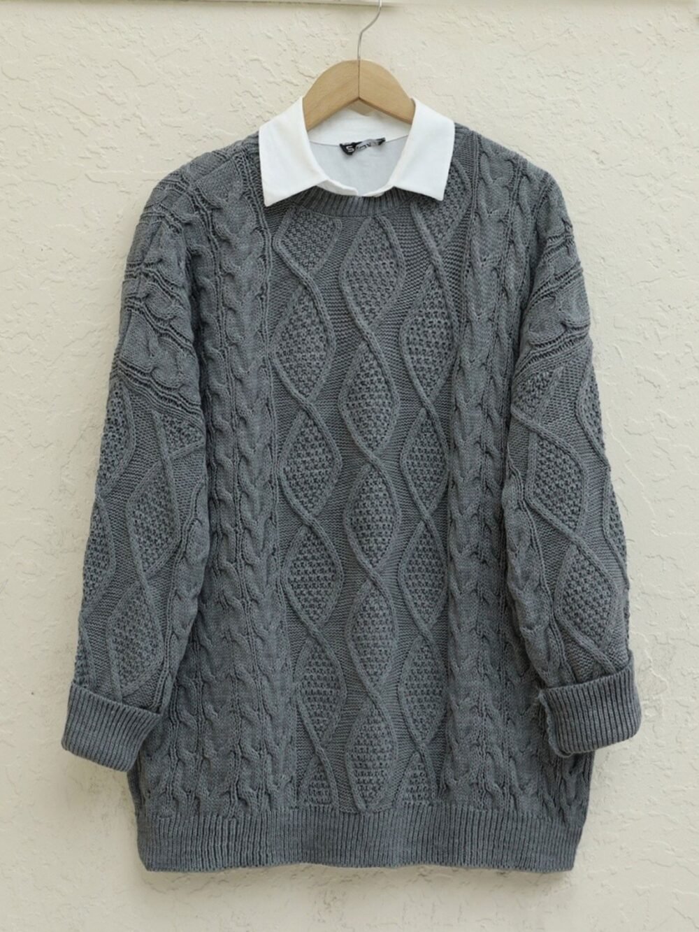 Honeycomb Pattern Winter Casual Knitwear Sweater - Image 8