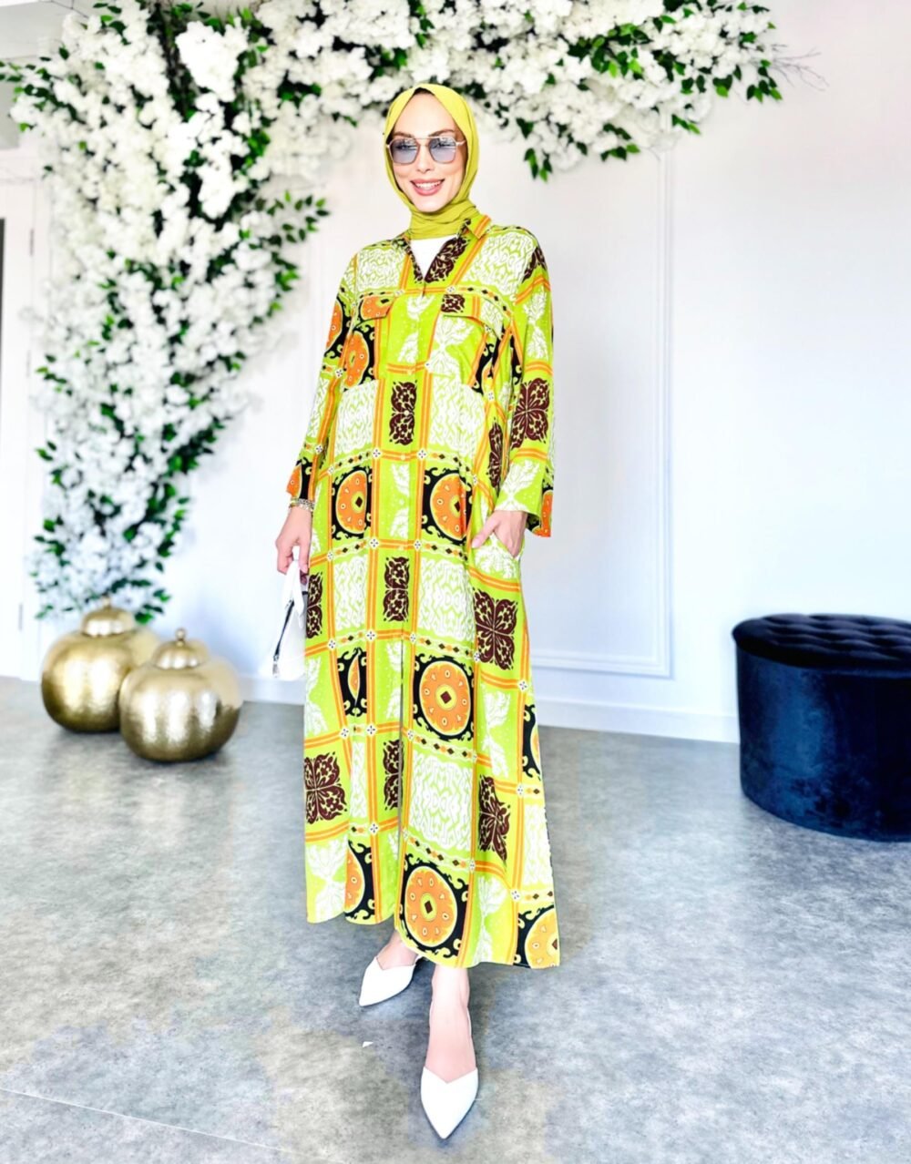 VISCOSE SHIRT DRESS Oil Green - Image 3