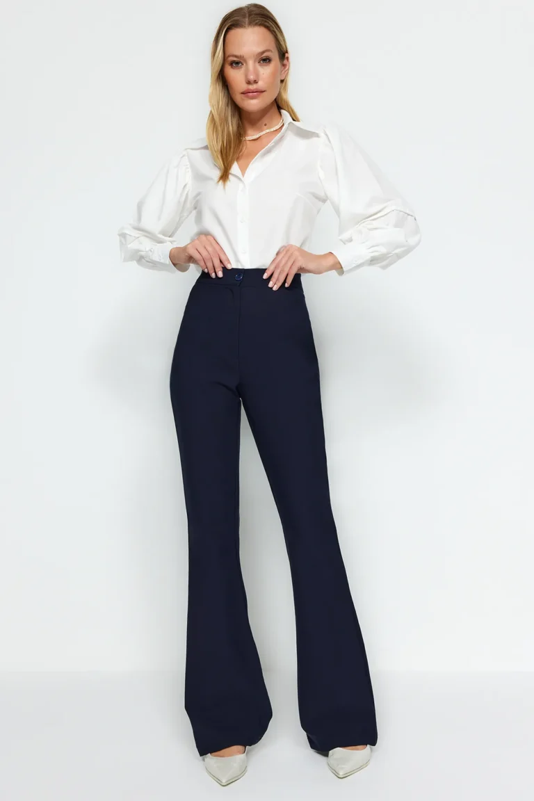 Red Wide Leg Pleated Trousers