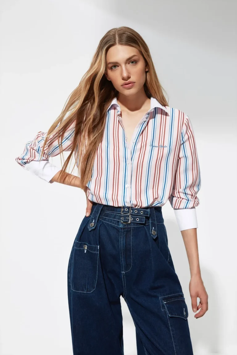 Multicolored Striped Embroidered Shirt