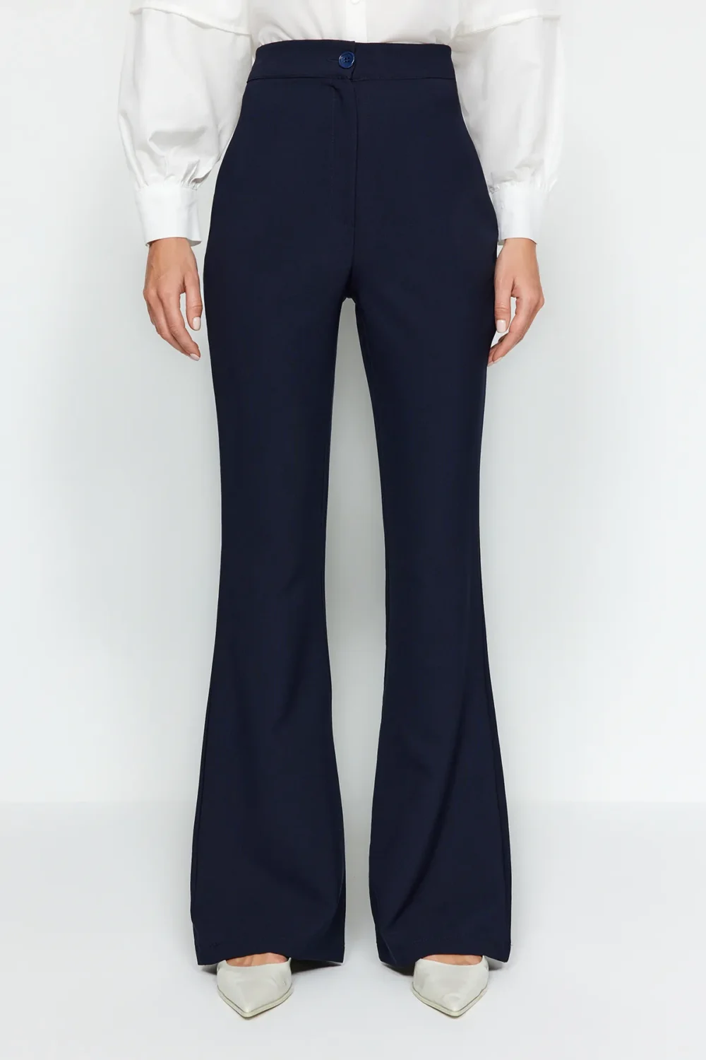 Red Wide Leg Pleated Trousers - Image 6