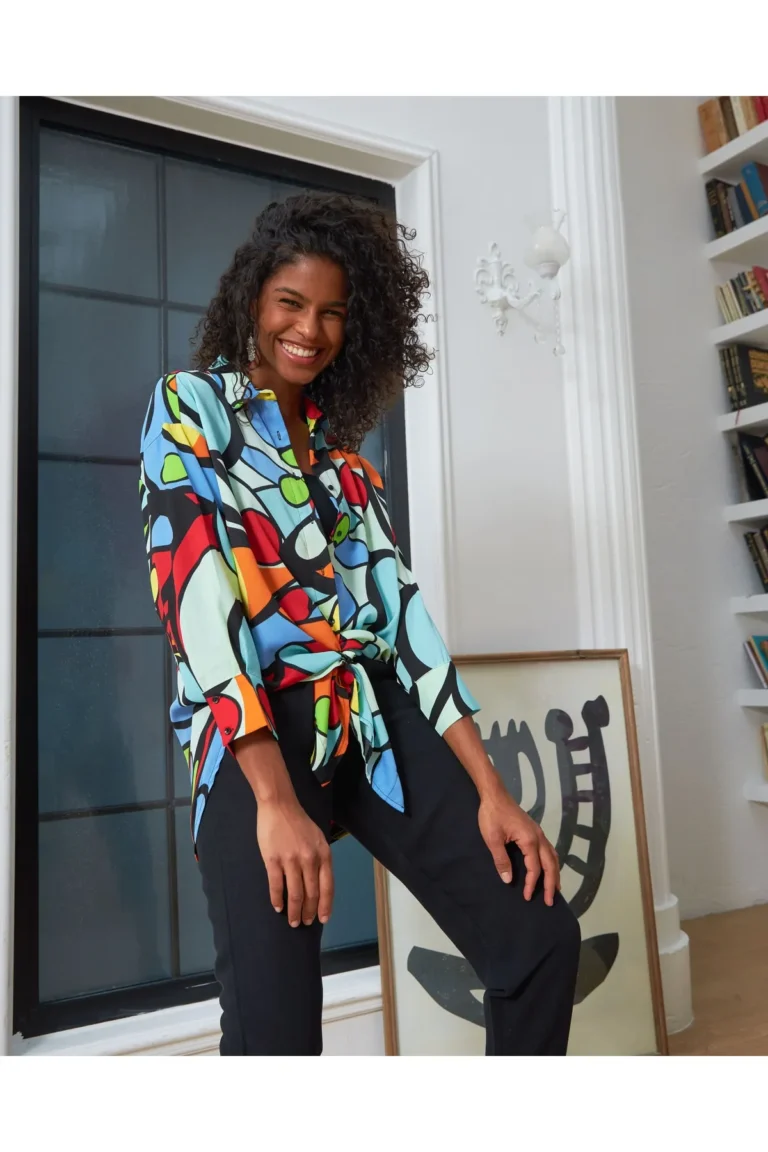 Women's Multicolored Geometric Patterned Shirt