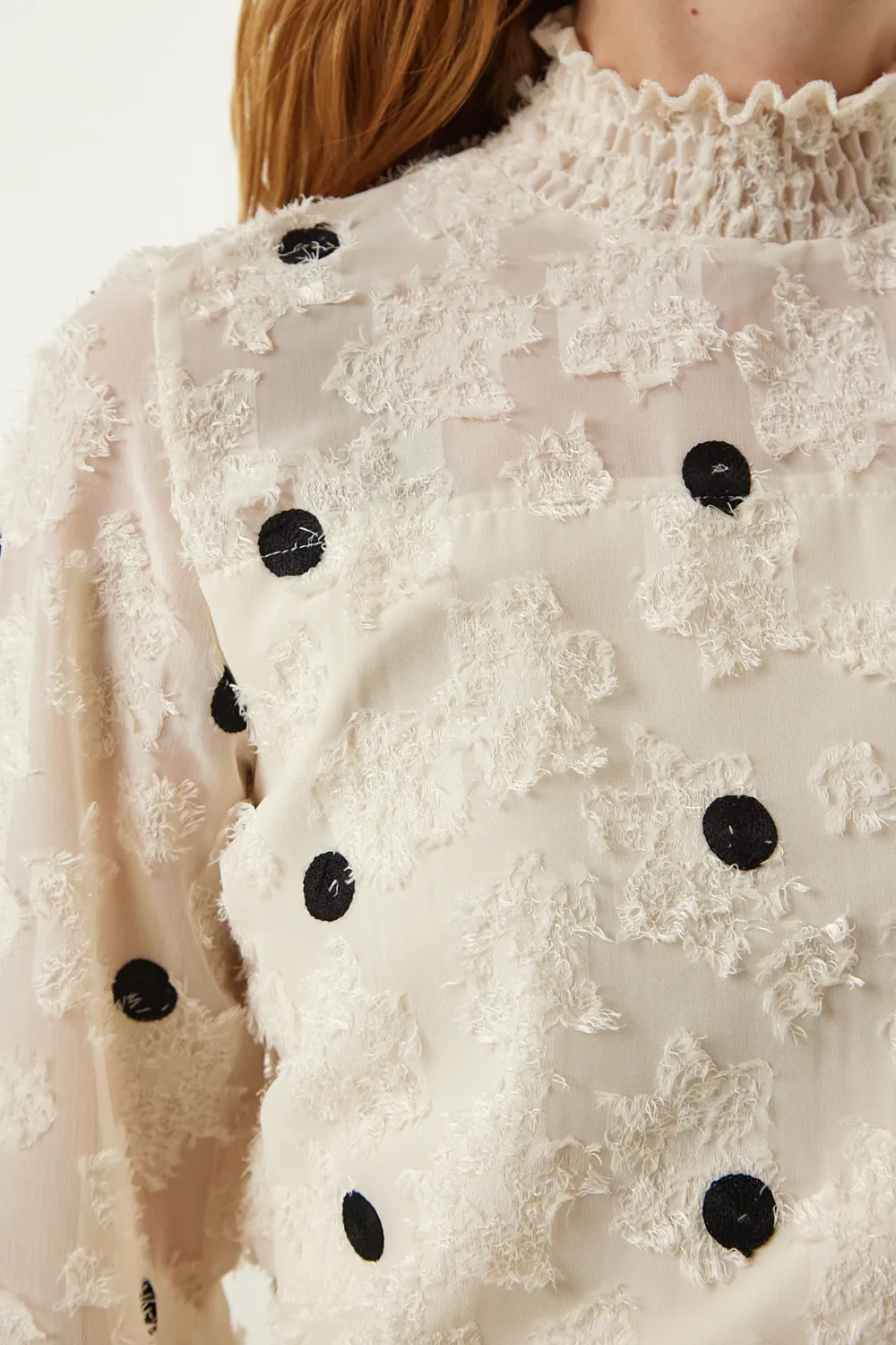 Cream Flecked Polka Dot  Blouse - Image 7
