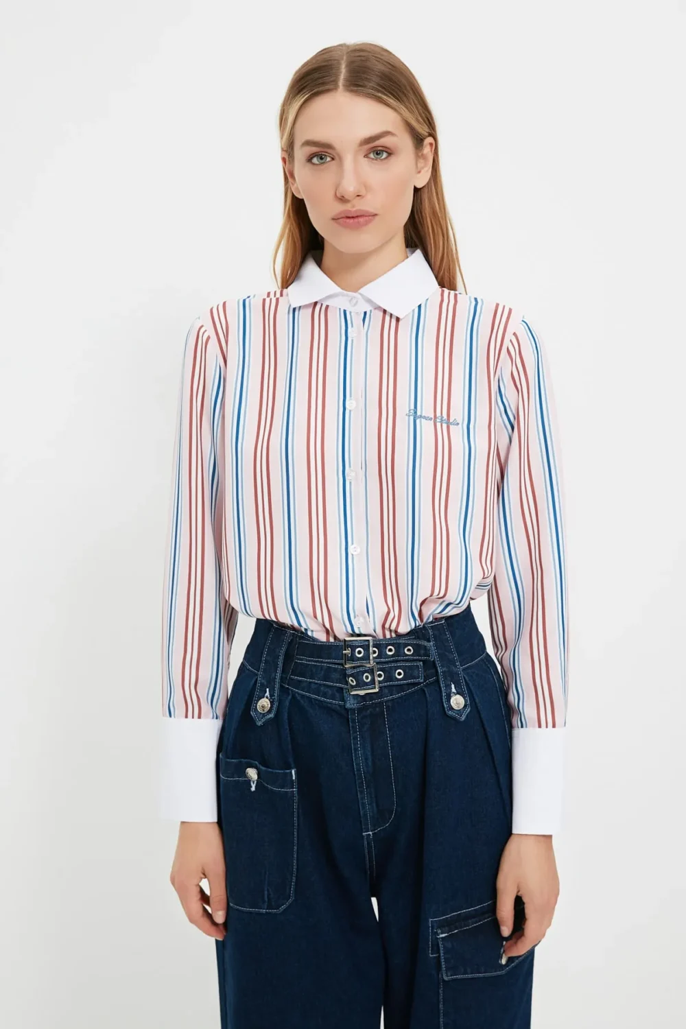 Multicolored Striped Embroidered Shirt - Image 3