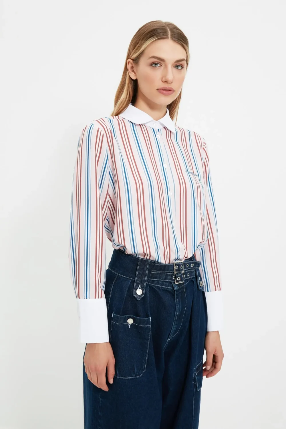 Multicolored Striped Embroidered Shirt - Image 5
