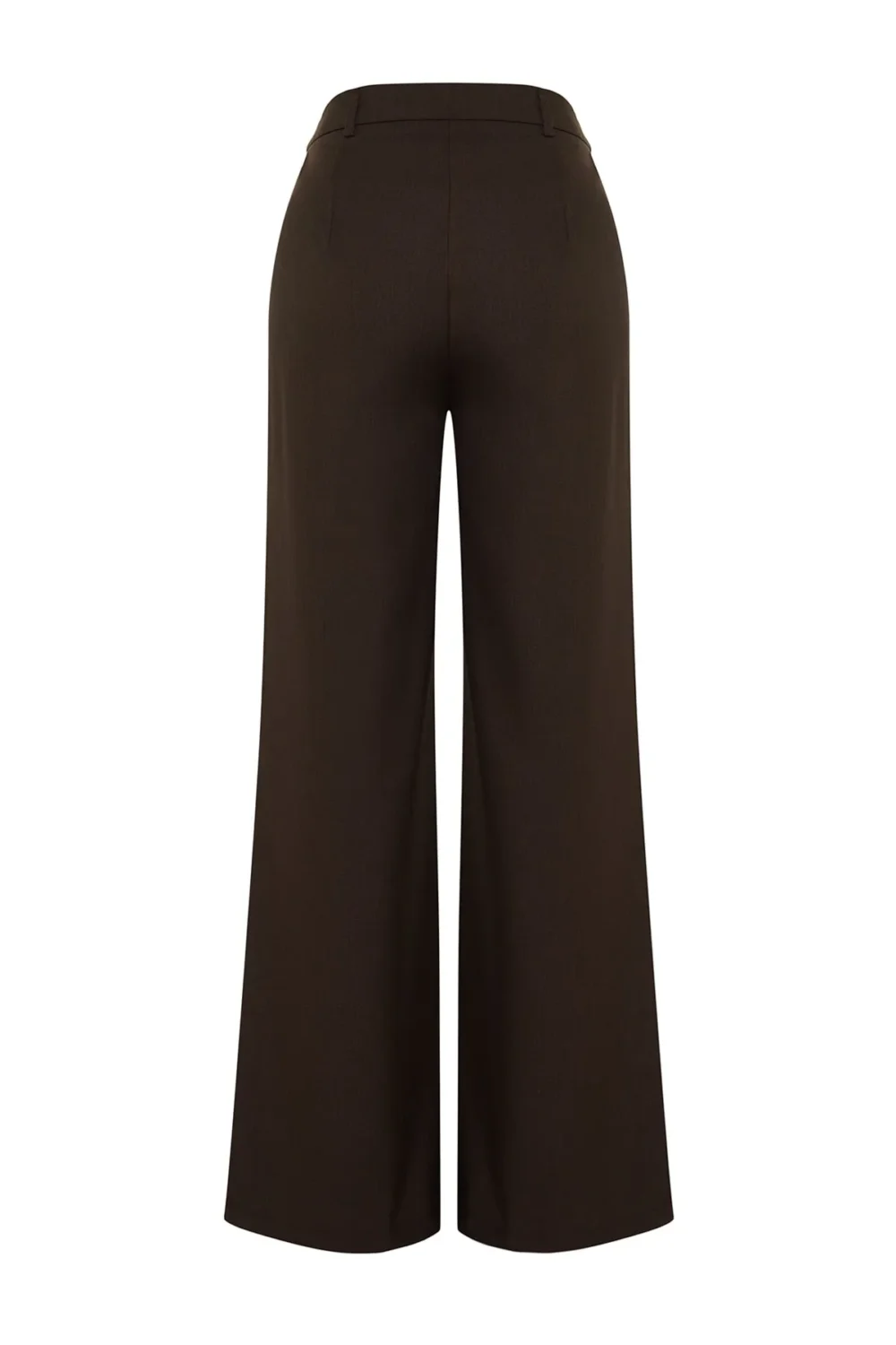 Brown Wide Leg Pleated Woven Fabric Trousers - Image 4