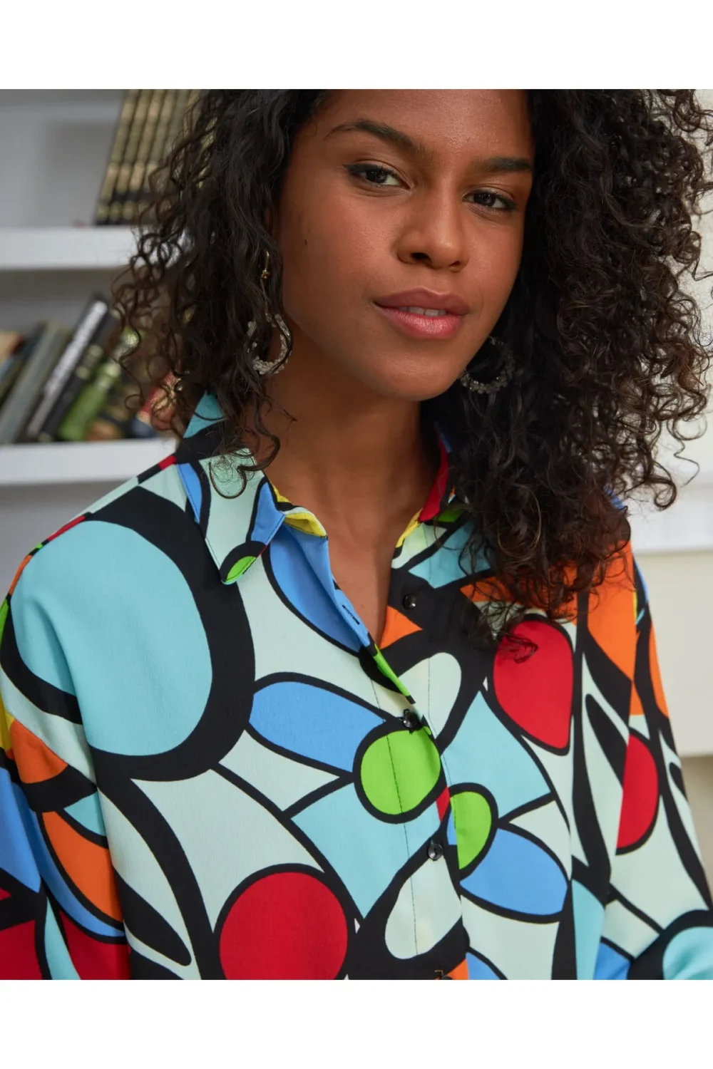 Women's Multicolored Geometric Patterned Shirt - Image 5