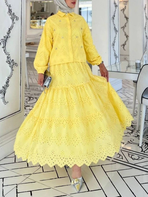 Skirted Suit with Scallop Detail
