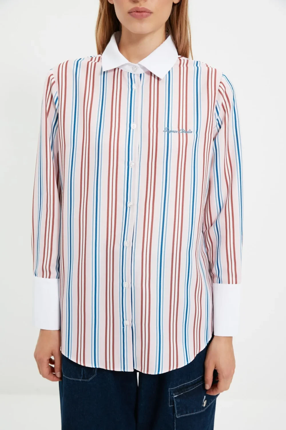 Multicolored Striped Embroidered Shirt - Image 6