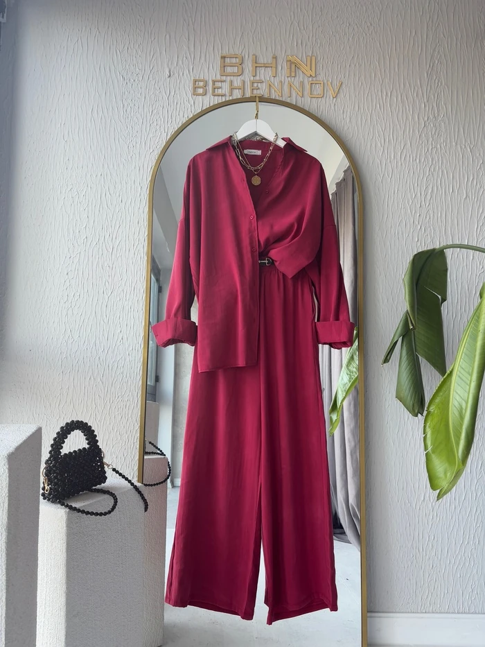 SHIRT PANTS SET MAROON