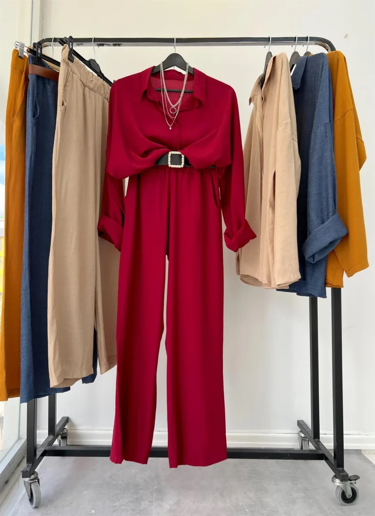 Shirt Trousers Set Claret Red