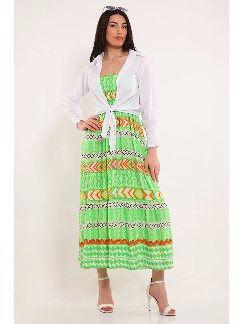Green Women's Shirt Dress Two Piece Set - Image 4