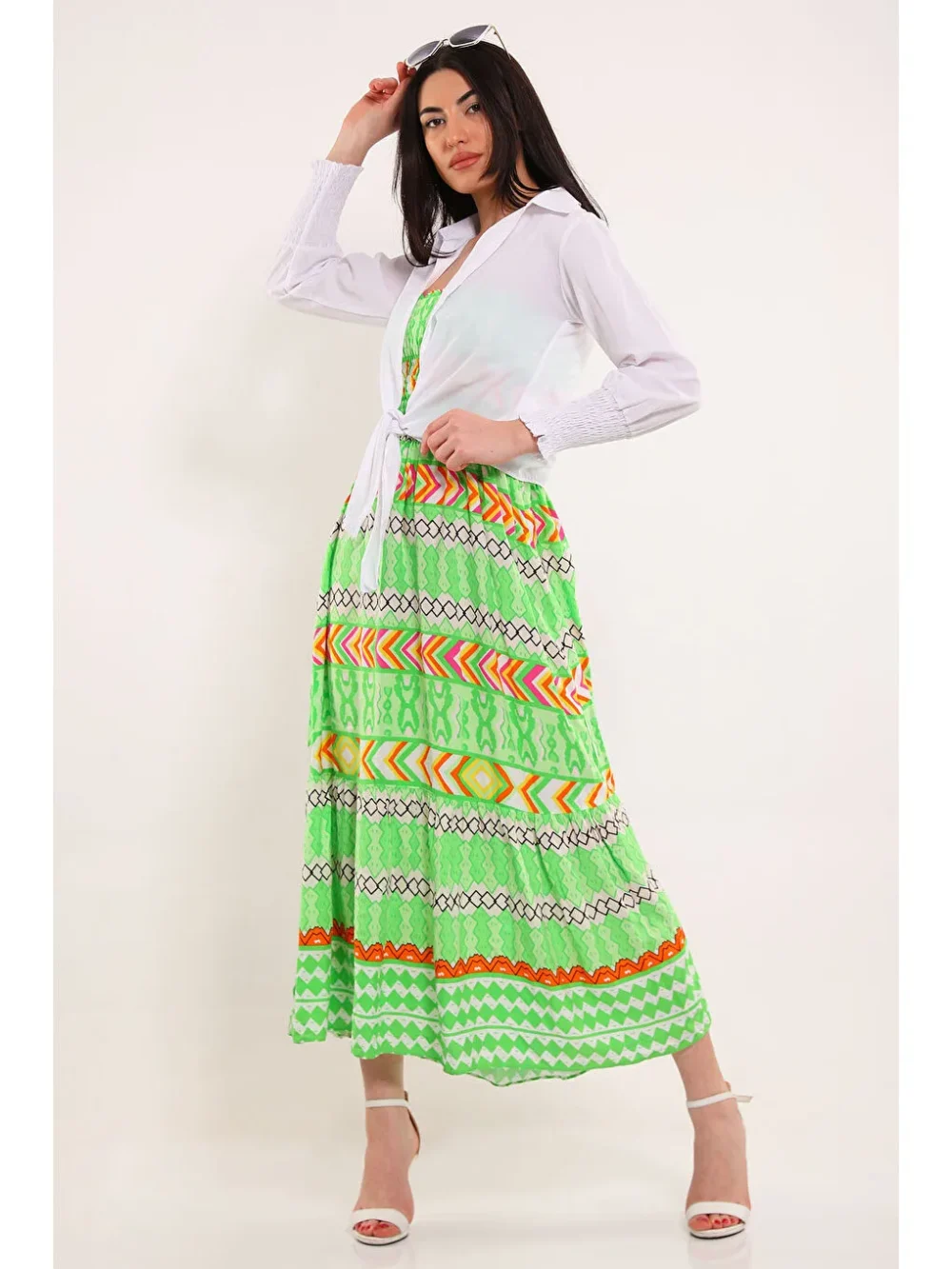 Green Women's Shirt Dress Two Piece Set - Image 2