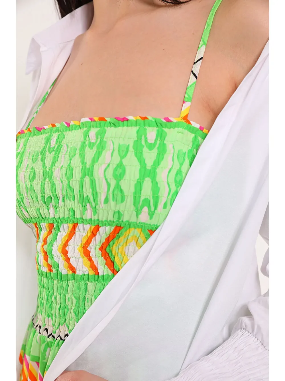 Green Women's Shirt Dress Two Piece Set - Image 8