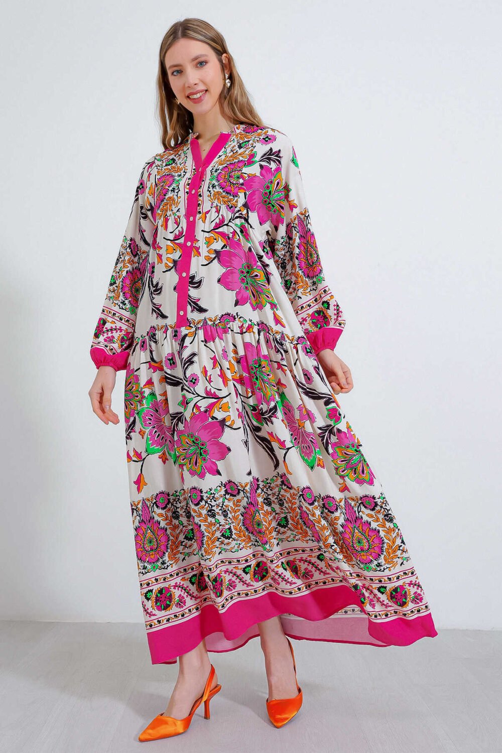 Women's Fuchsia Cream Patterned - Image 4