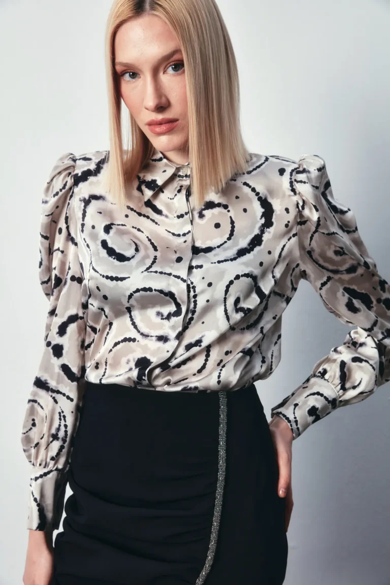Balloon Sleeve Patterned Shirt